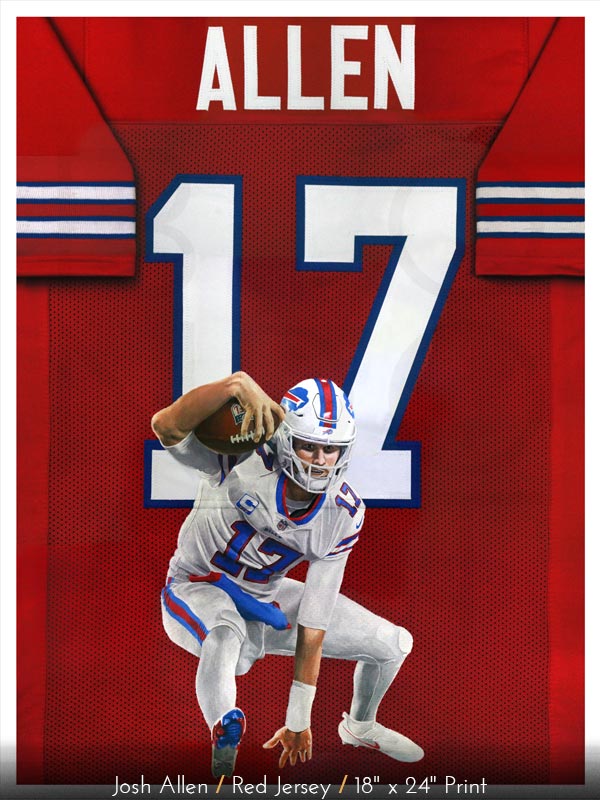 Josh Allen: Red Jersey Painting Print