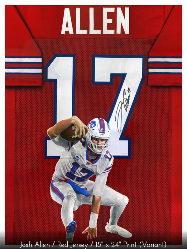 Josh Allen: Red Jersey Painting Print