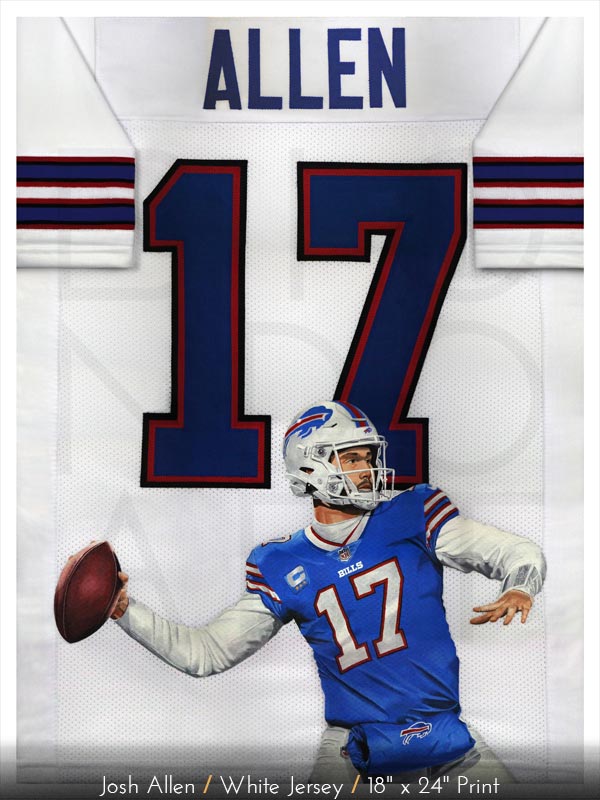 Josh Allen: White Jersey Painting Print