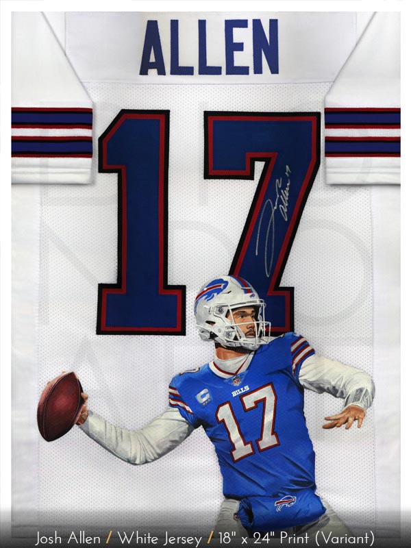 Josh Allen: White Jersey Painting Print