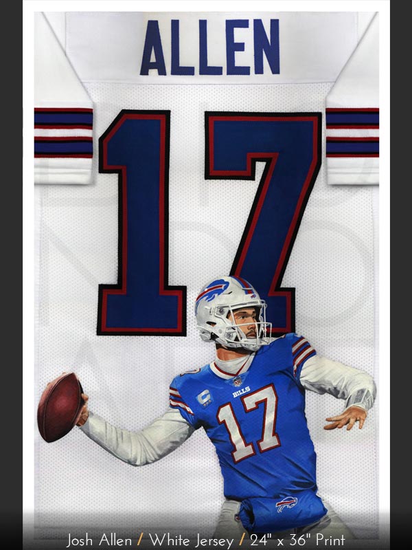 Josh Allen: White Jersey Painting Print