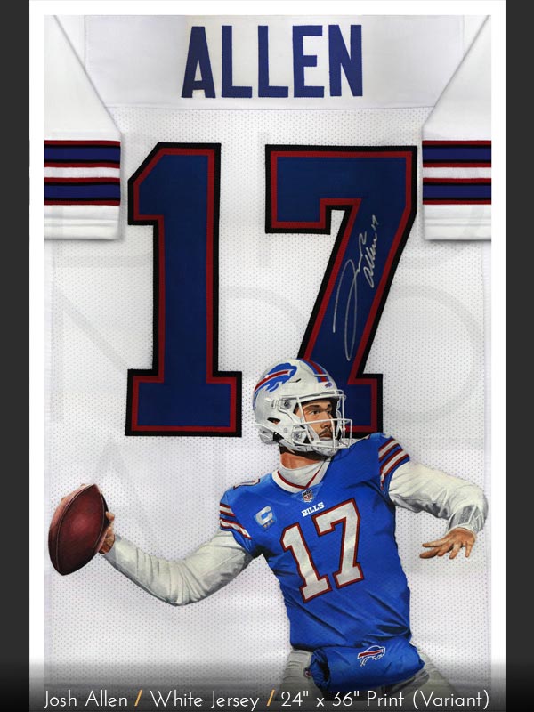 Josh Allen: White Jersey Painting Print