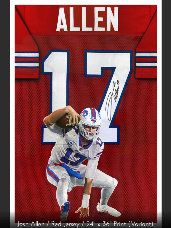 Josh Allen: Red Jersey Painting Print